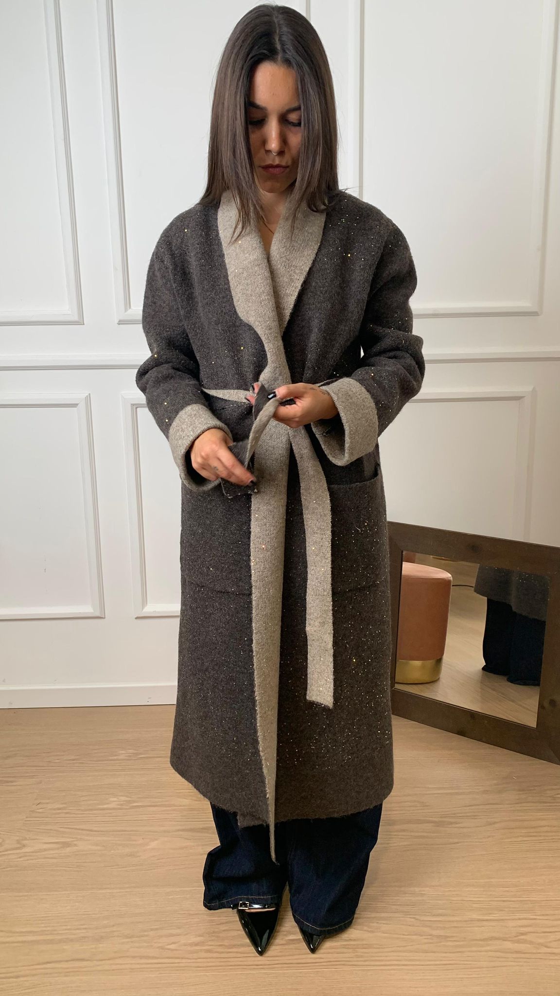 Cappotto in maglia Vicolo 77003F moro