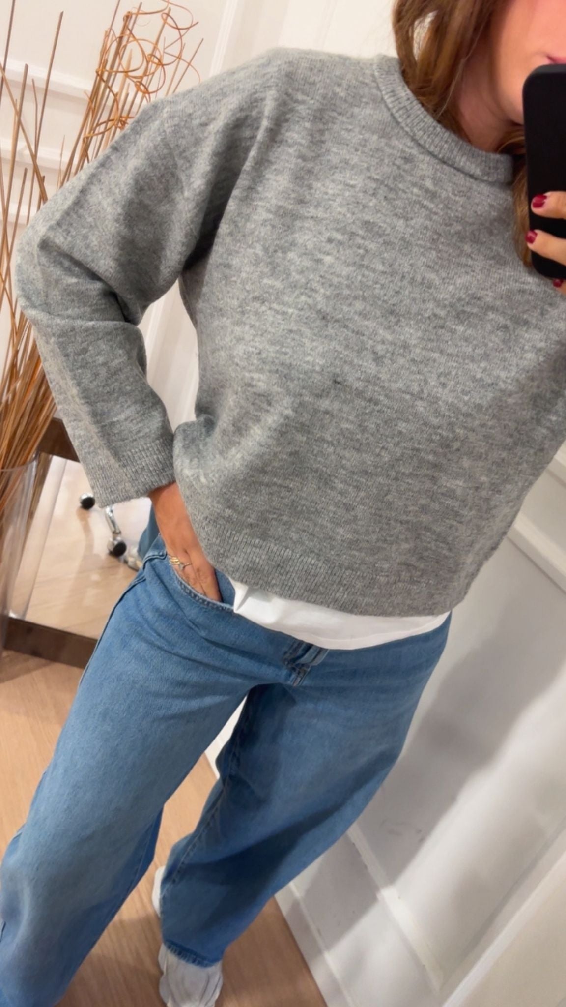 Pull giro Simoni Only 15368976 grigio melange