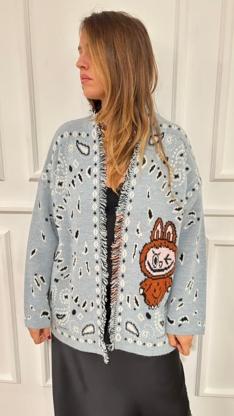 Cardigan Labubu Dixie M566Y51 azzurro