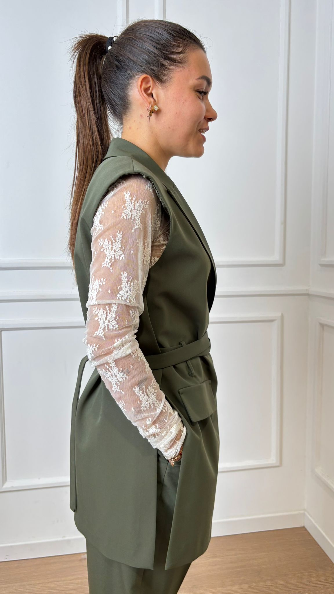 Gilet lungo con tasche Imperial LC83KIC militare