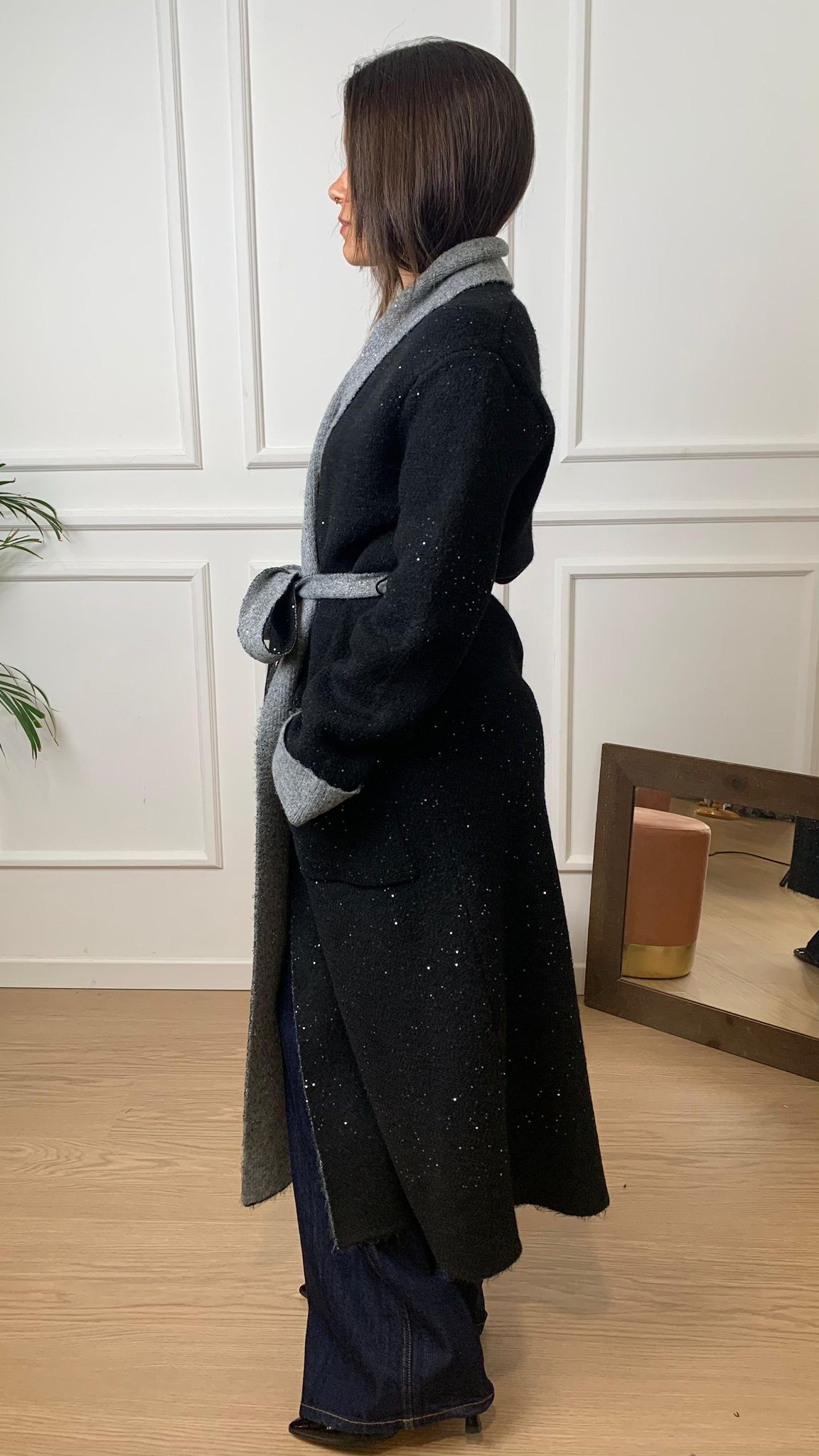 Cappotto in maglia Vicolo 77003F nero