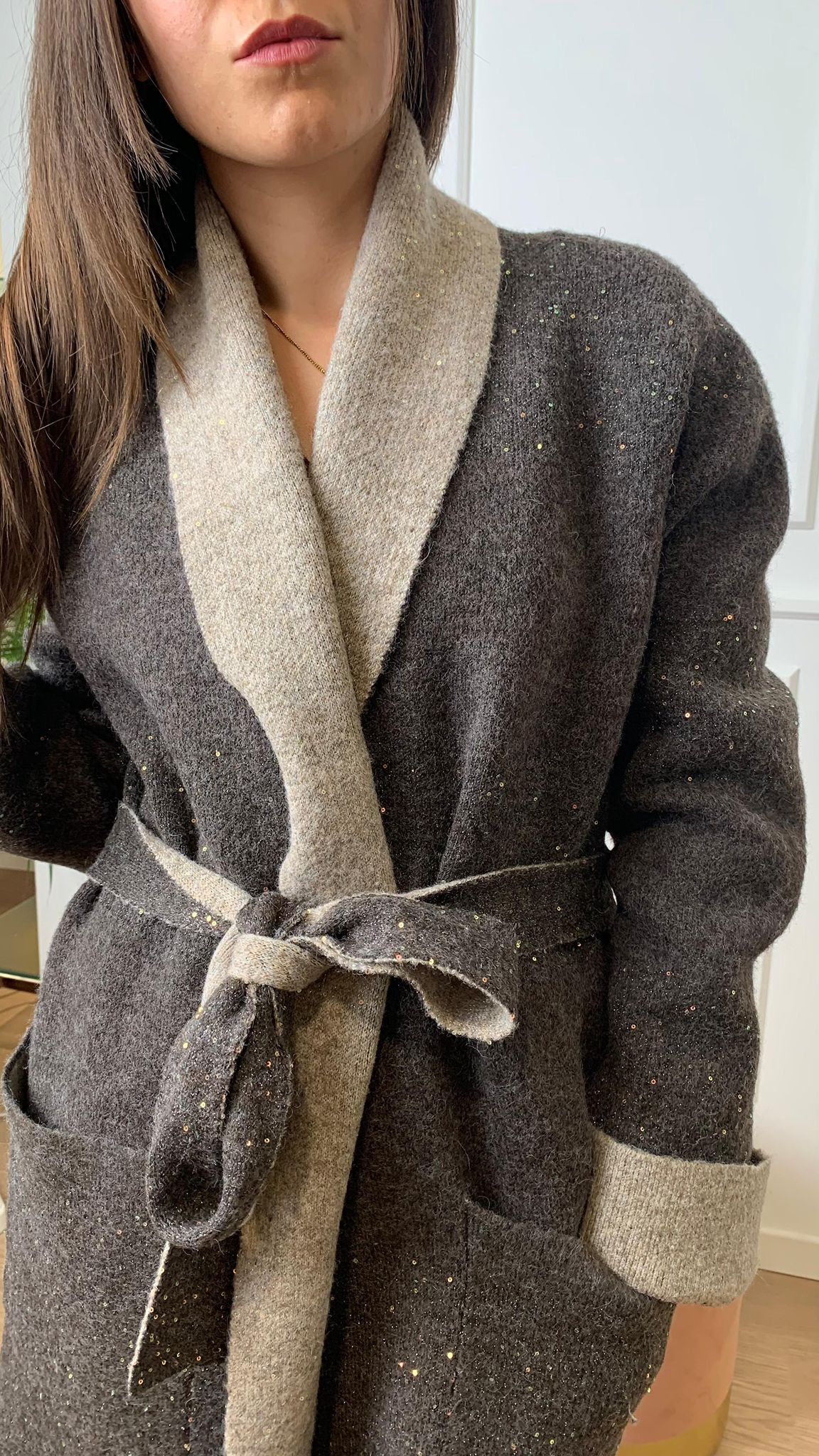 Cappotto in maglia Vicolo 77003F moro