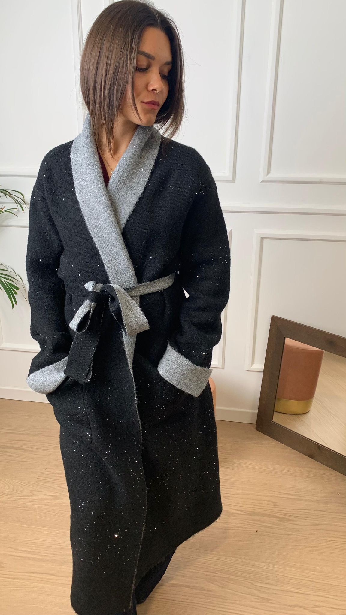 Cappotto in maglia Vicolo 77003F nero