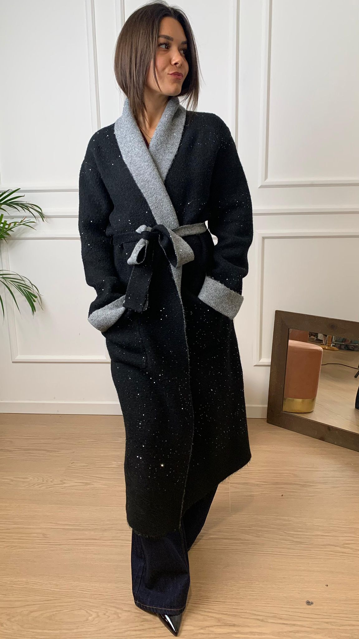 Cappotto in maglia Vicolo 77003F nero