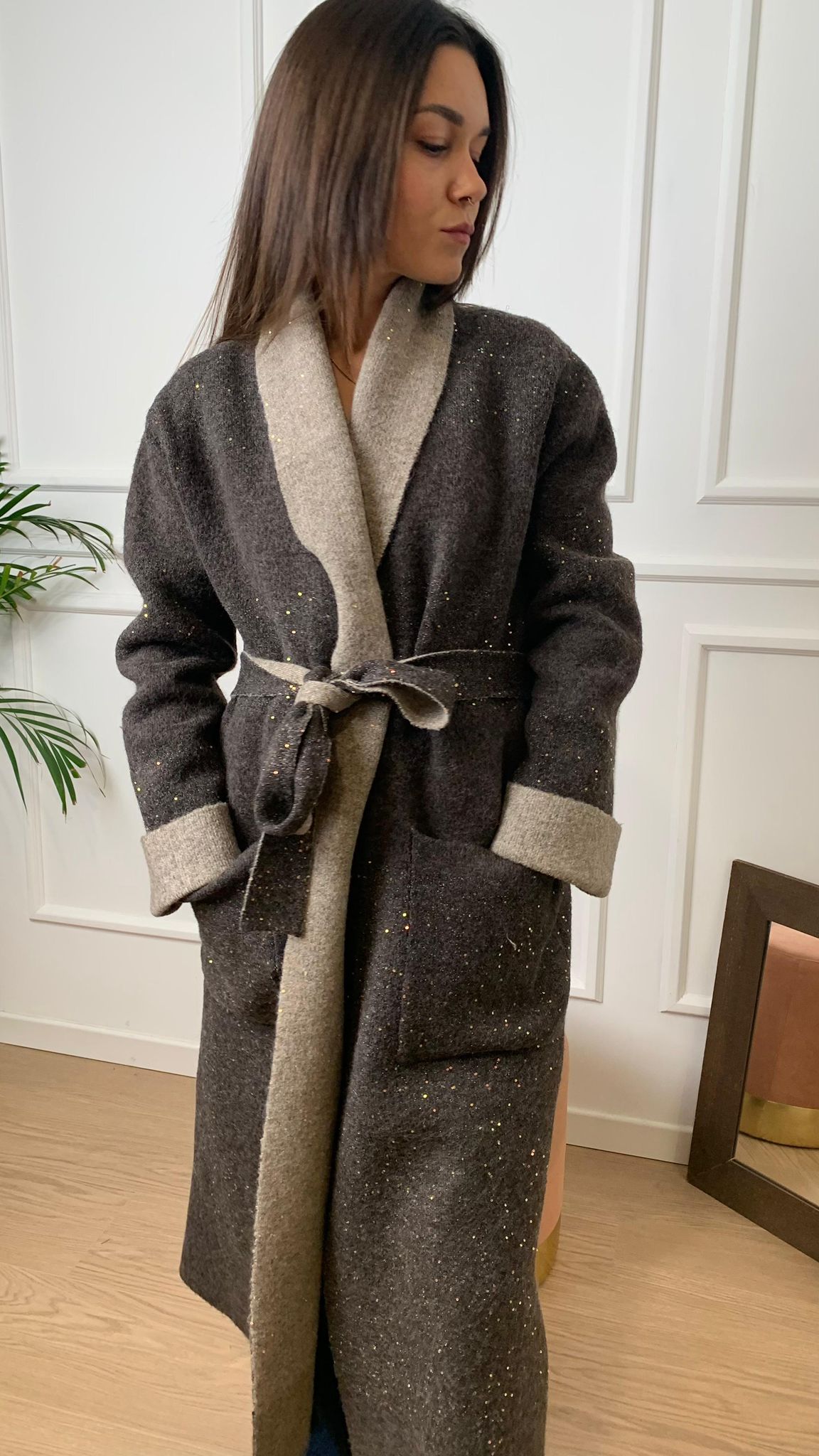 Cappotto in maglia Vicolo 77003F moro