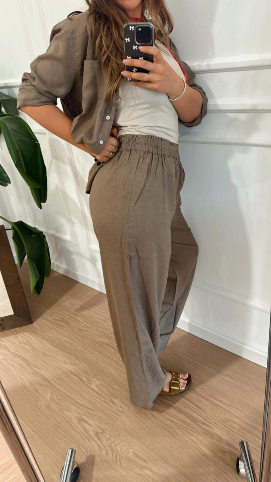 Pantalone in lino Tokyo Only 6023 fango