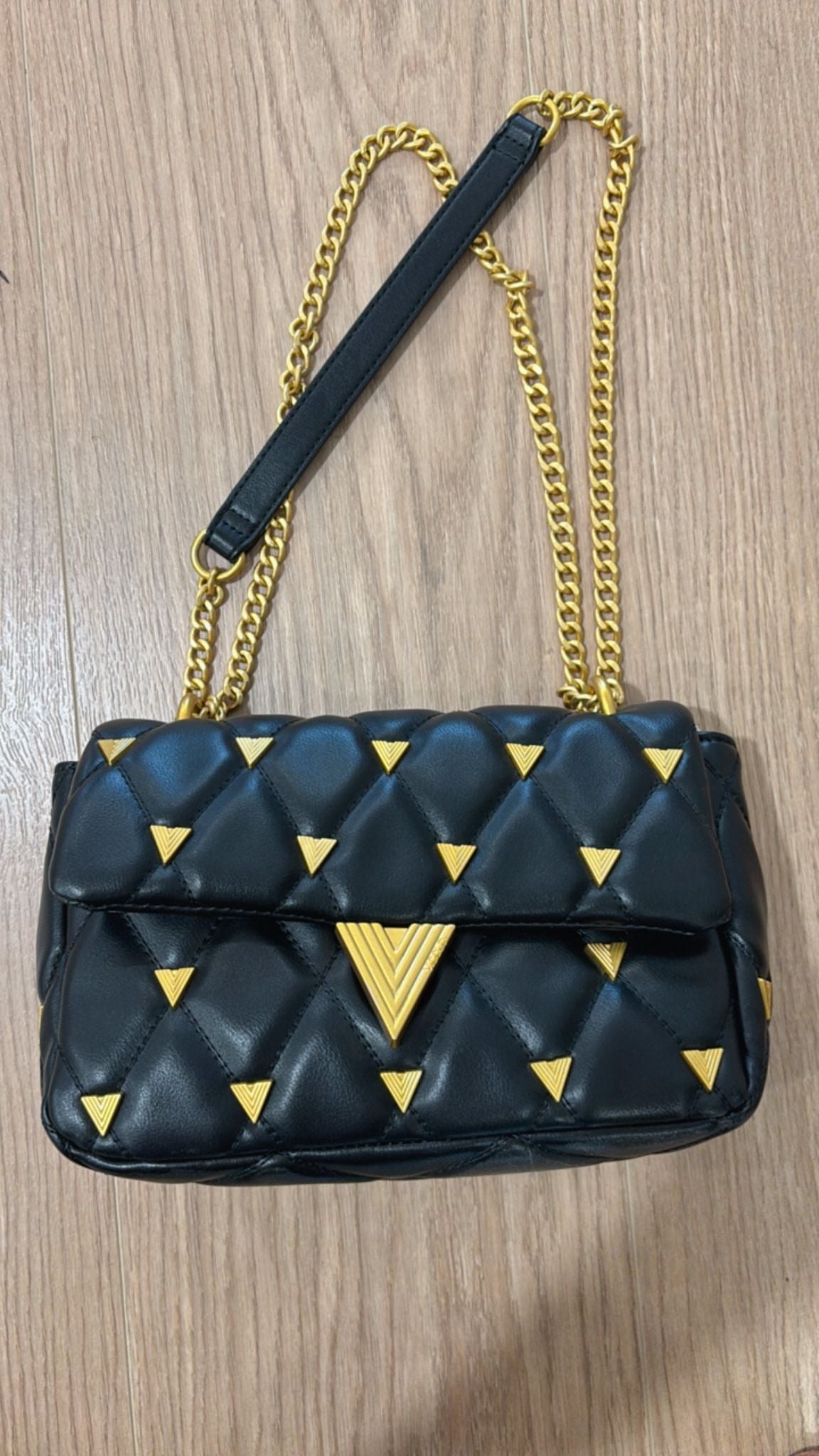 Borsa trapuntata con borchie Prisma Vicolo nero