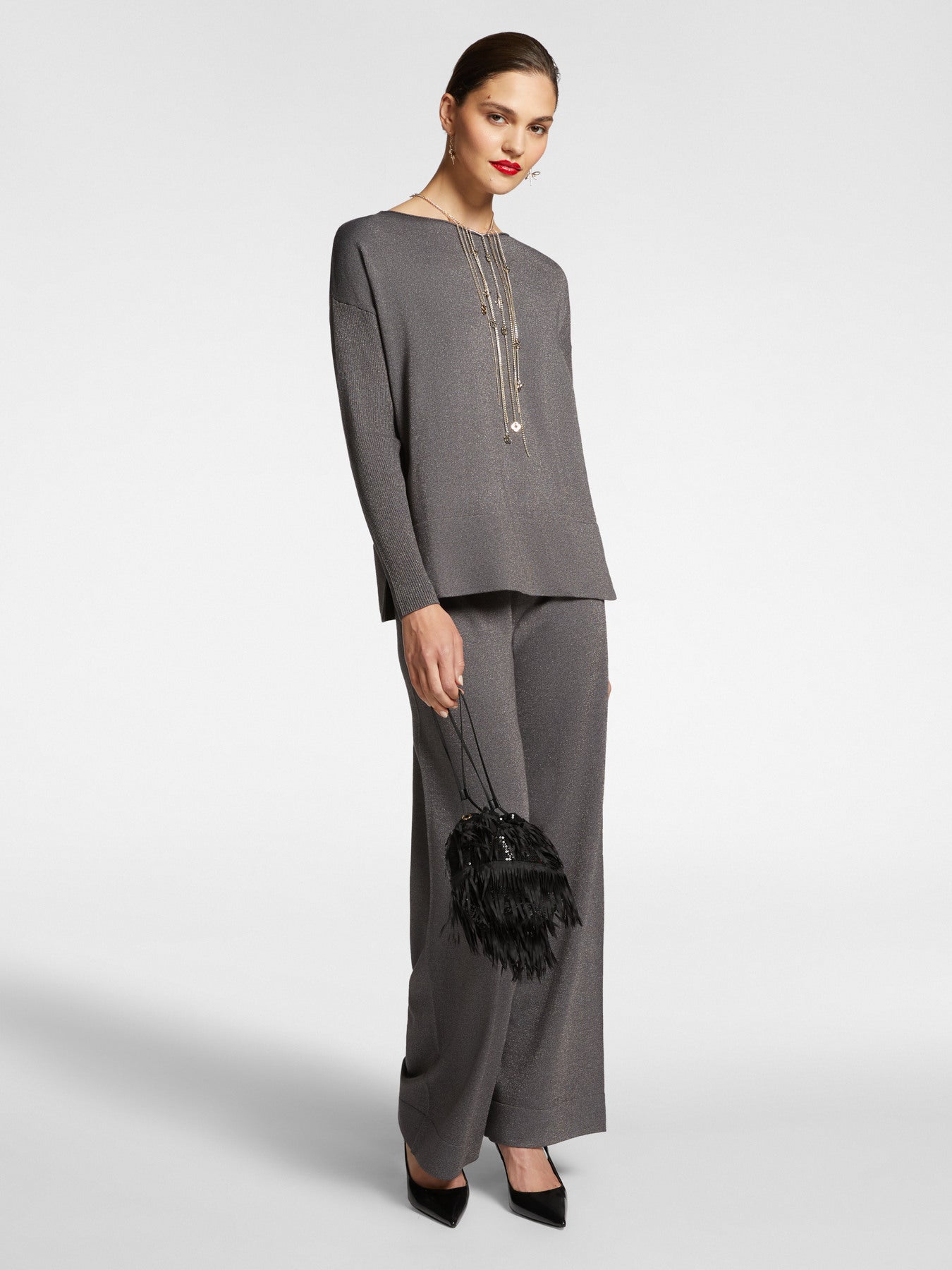 Maglia lurex in viscosa M265Z0 Elena Mirò grigio