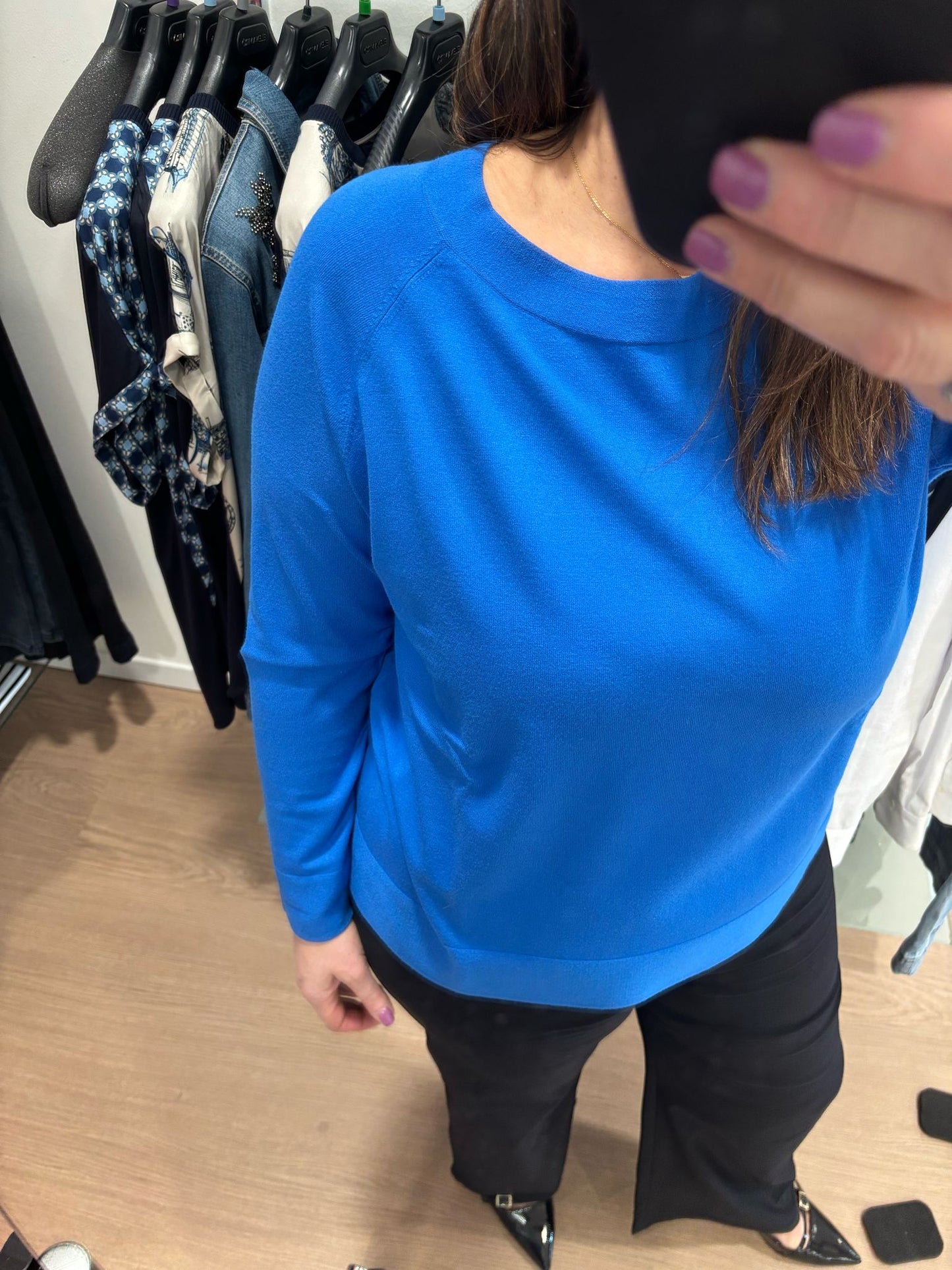 Maglia con scollo a barchetta M525 Elena Mirò blu elettrico