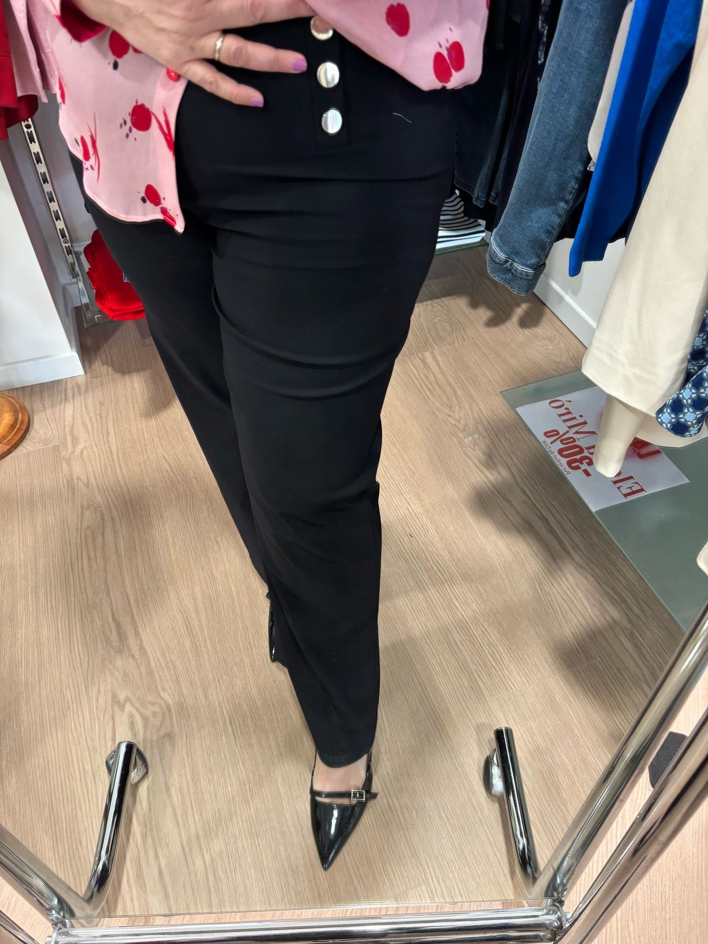 Pantalone elasticizzato gamba dritta P045 Elena Mirò nero