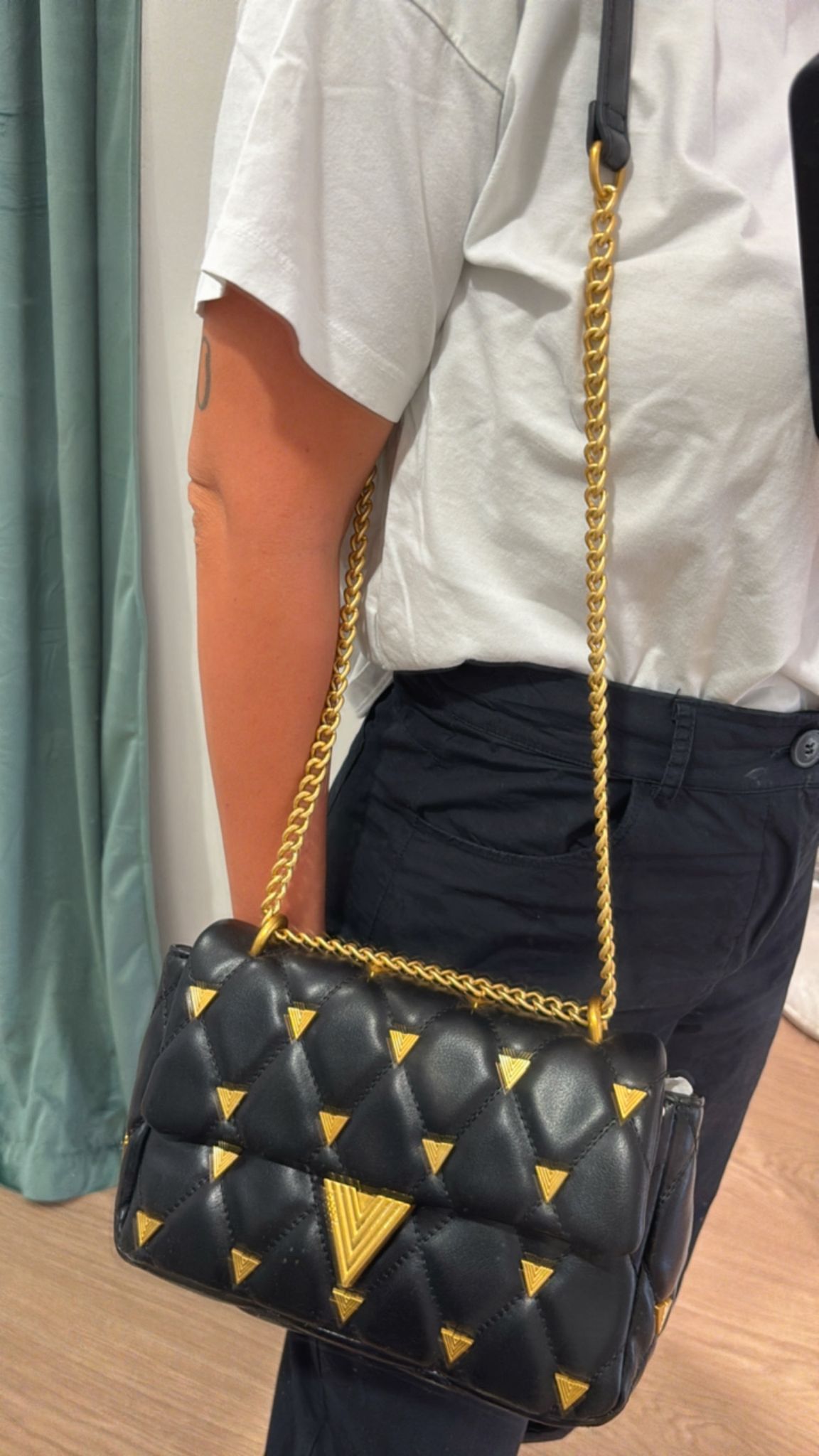 Borsa trapuntata con borchie Prisma Vicolo nero
