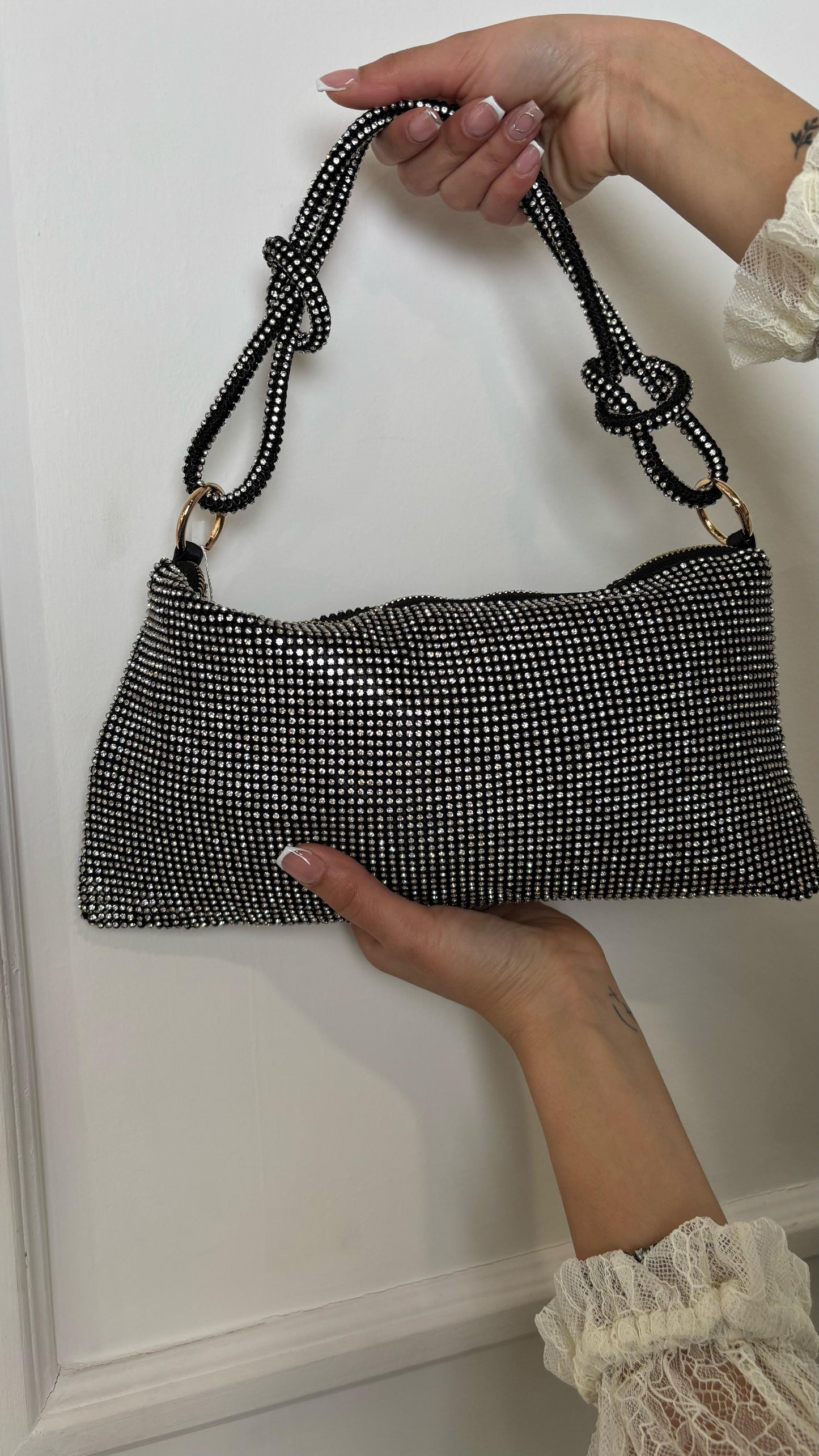 Bag strass a mano CH063 nera