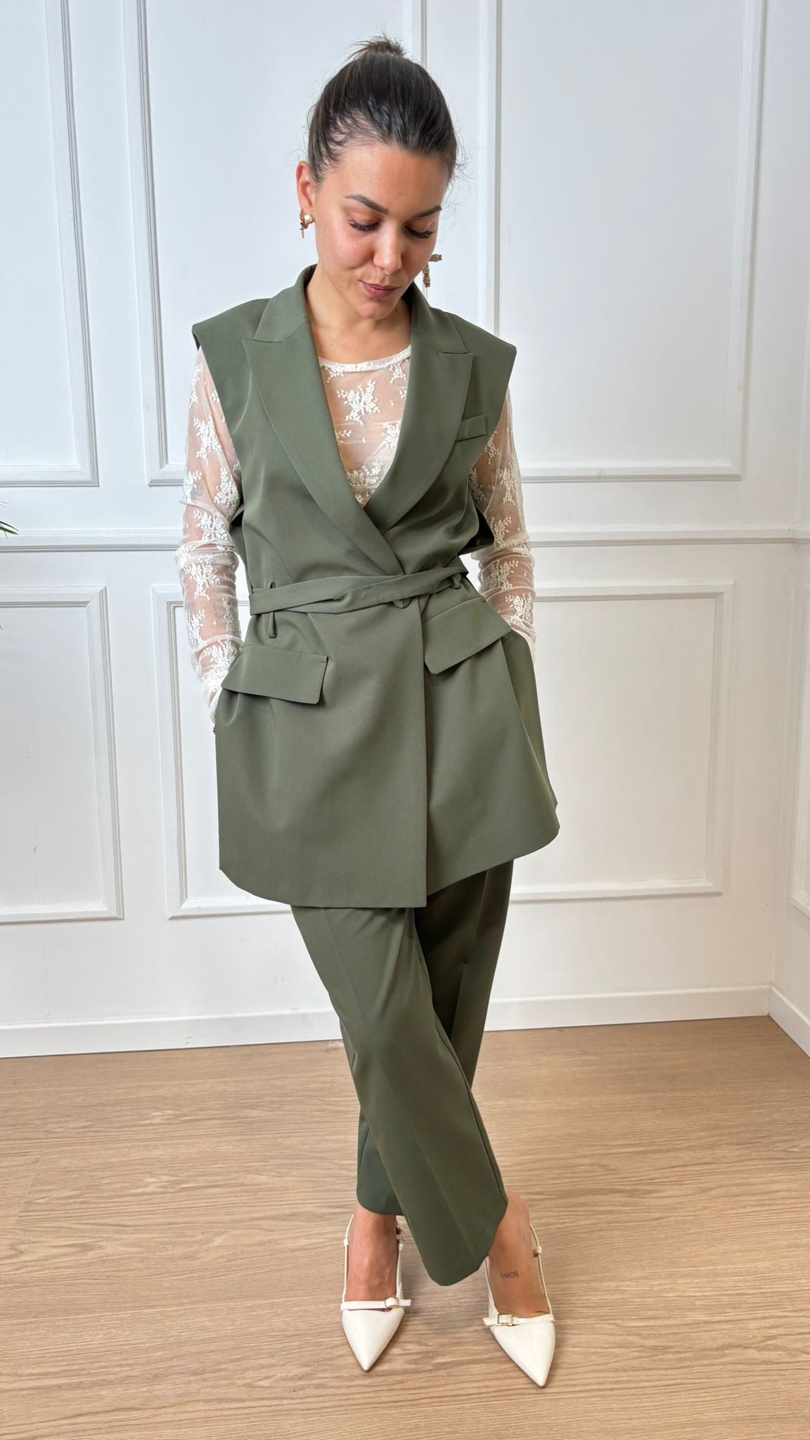 Gilet lungo con tasche Imperial LC83KIC militare