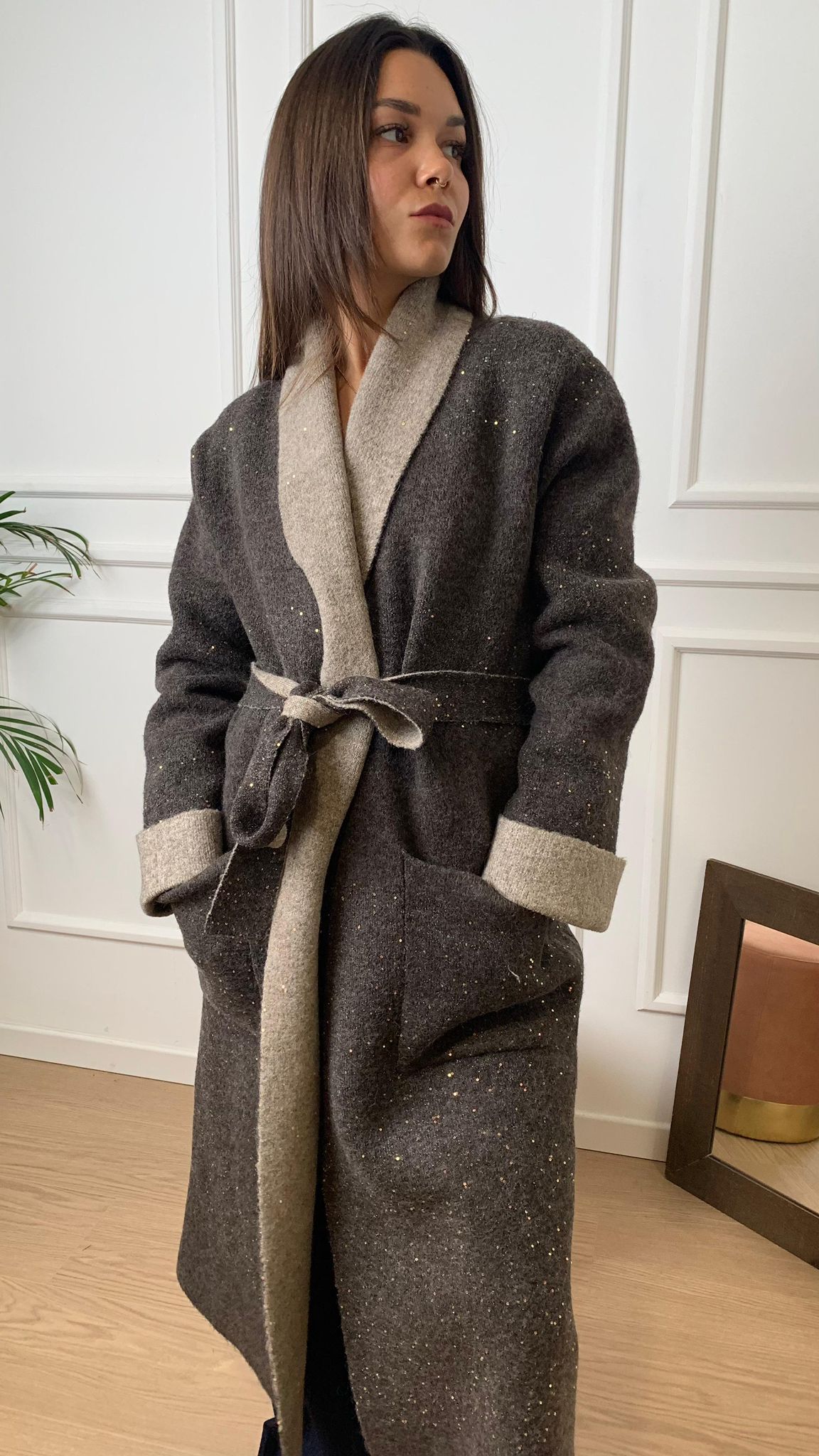 Cappotto in maglia Vicolo 77003F moro