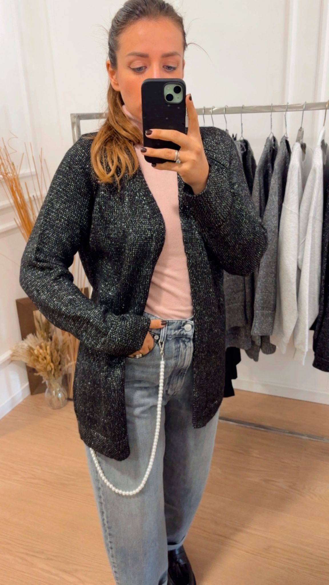 Cardigan lurex Benin Only 15303774 nero