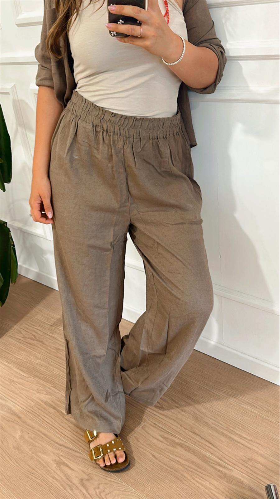 Pantalone in lino Tokyo Only 6023 fango