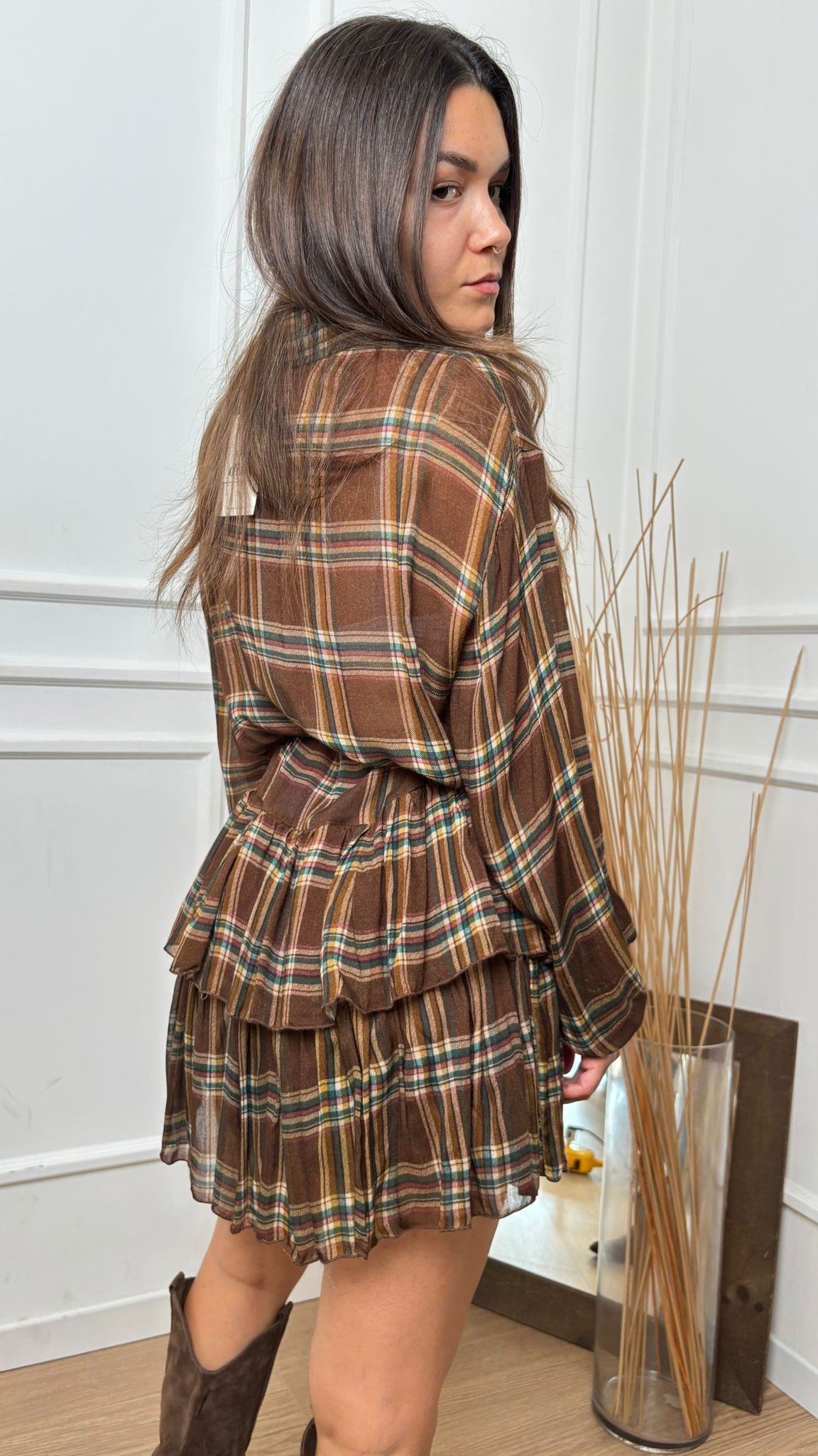 Abito a quadri con balze Dixie A067Y045