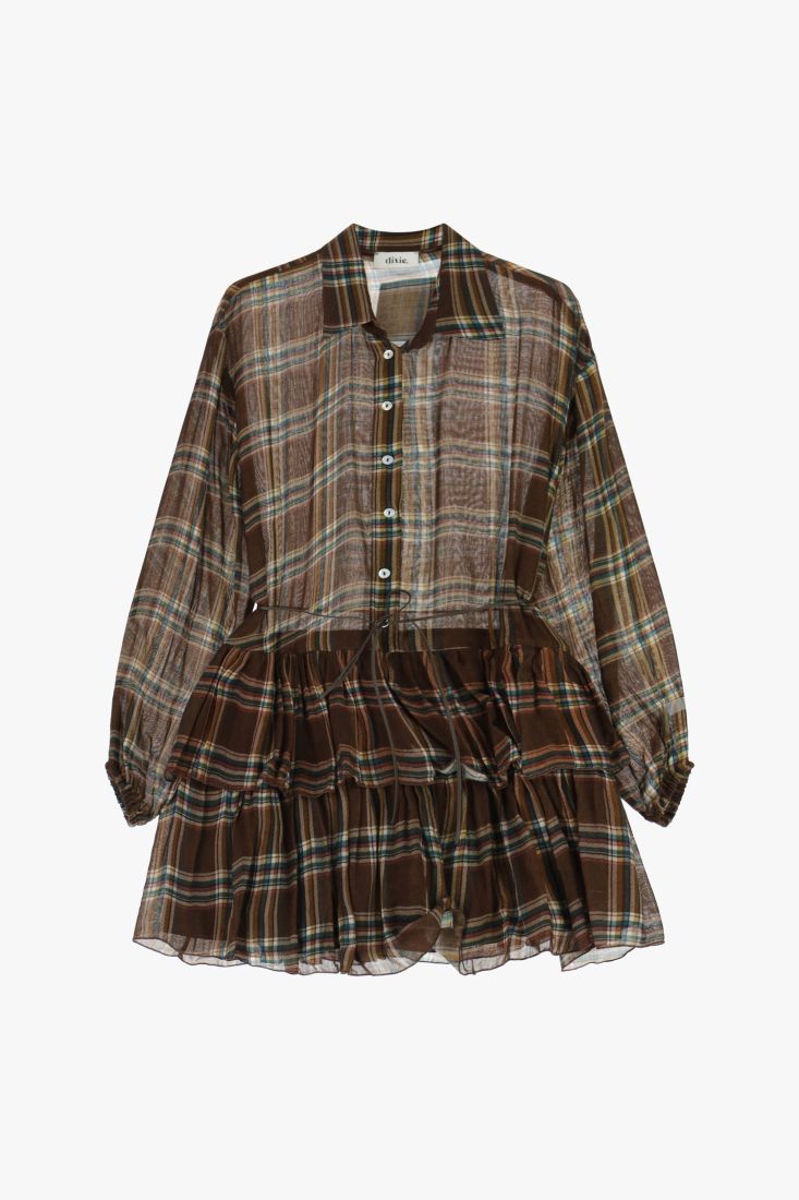 Abito a quadri con balze Dixie A067Y045