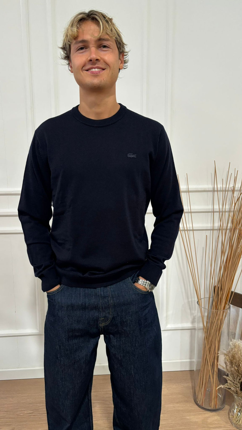 Maglia giro in lana merino Lacoste AH1969 166