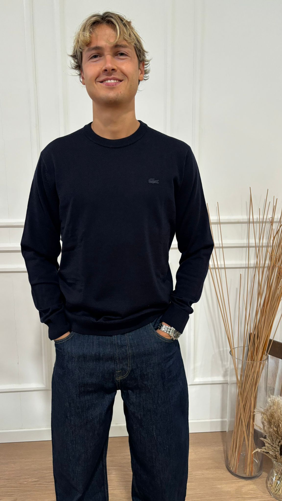 Maglia giro in lana merino Lacoste AH1969 166