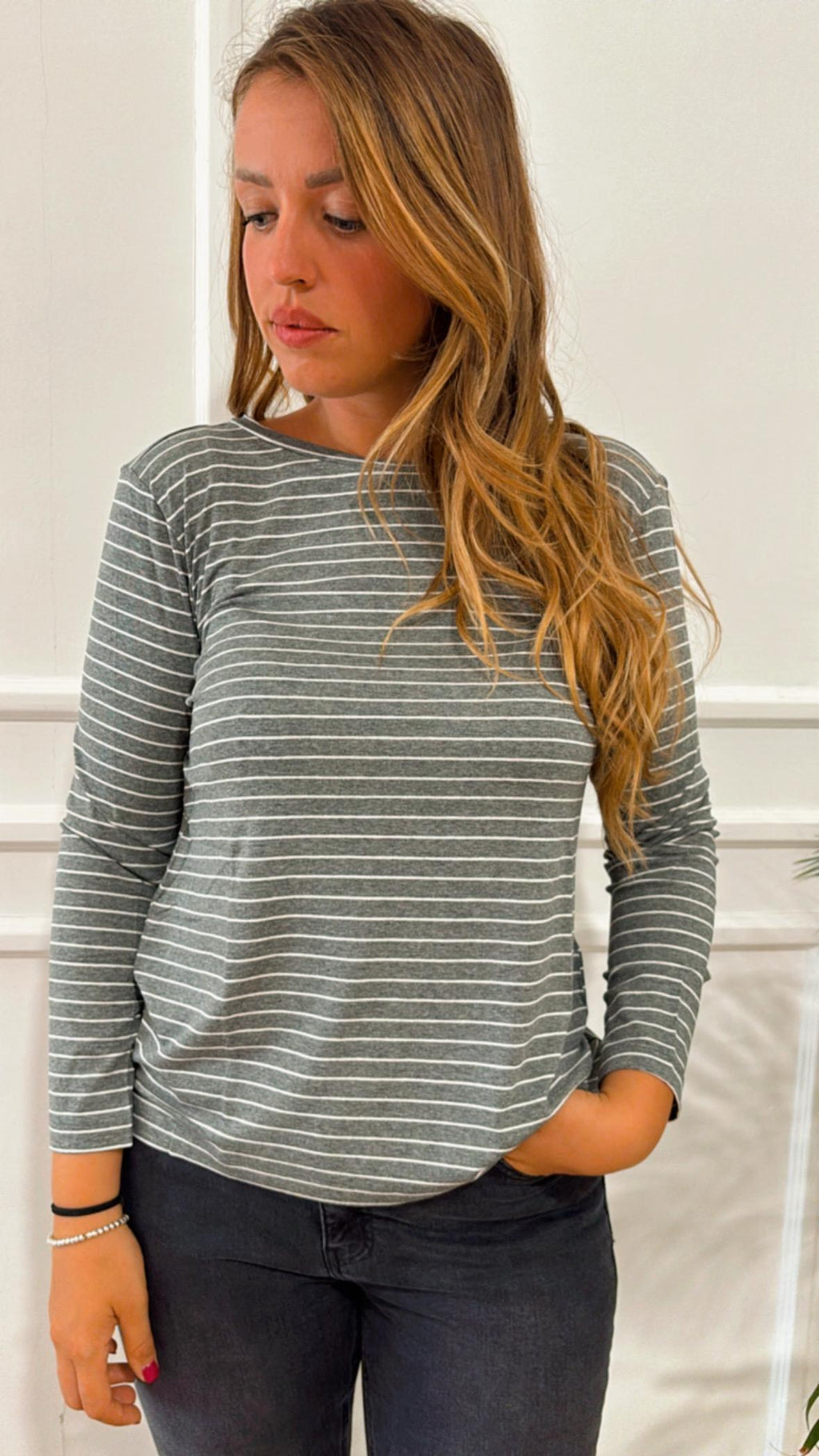 T-Shirt elasticizzata Polpo 009 Emme Marella righe grigio