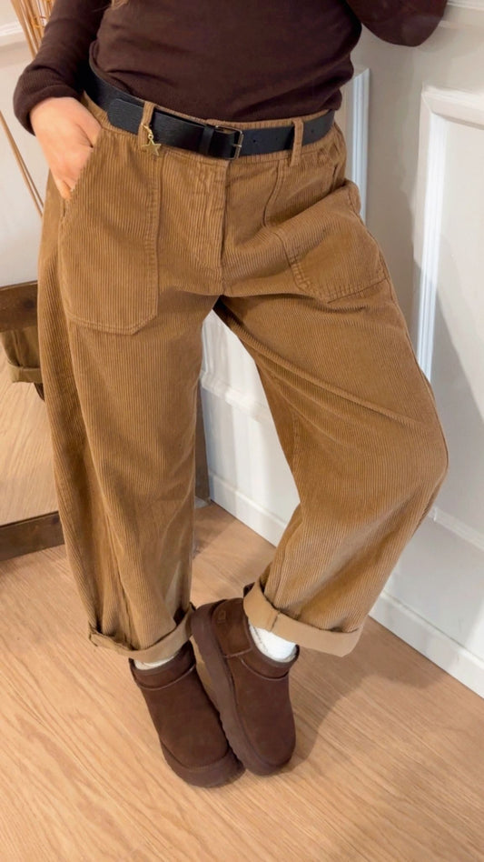 Pantalone a coste in velluto Susy Mix 59054P Cammello