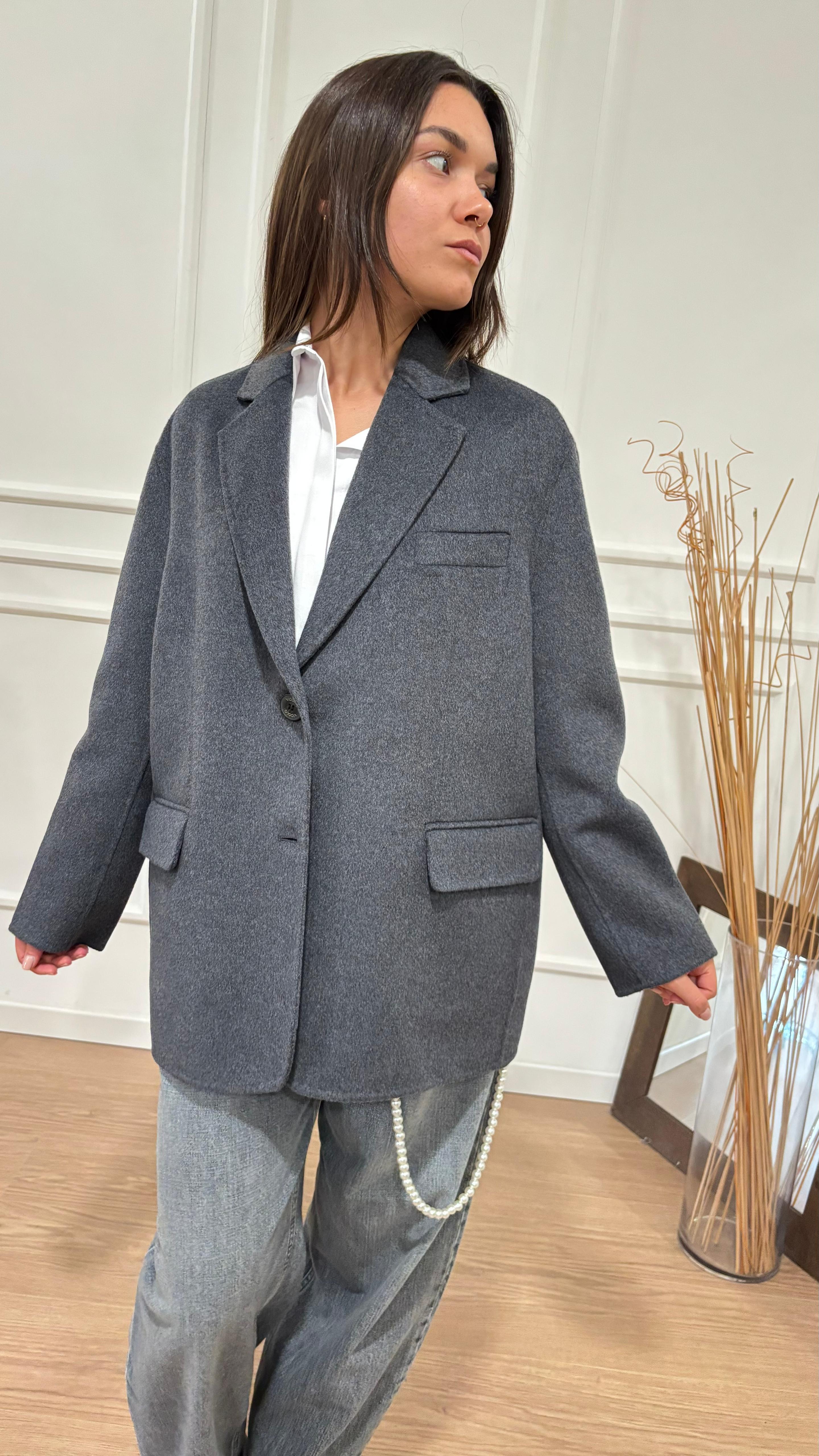 Giacca over in stoffa Vicolo TF0005 antracite