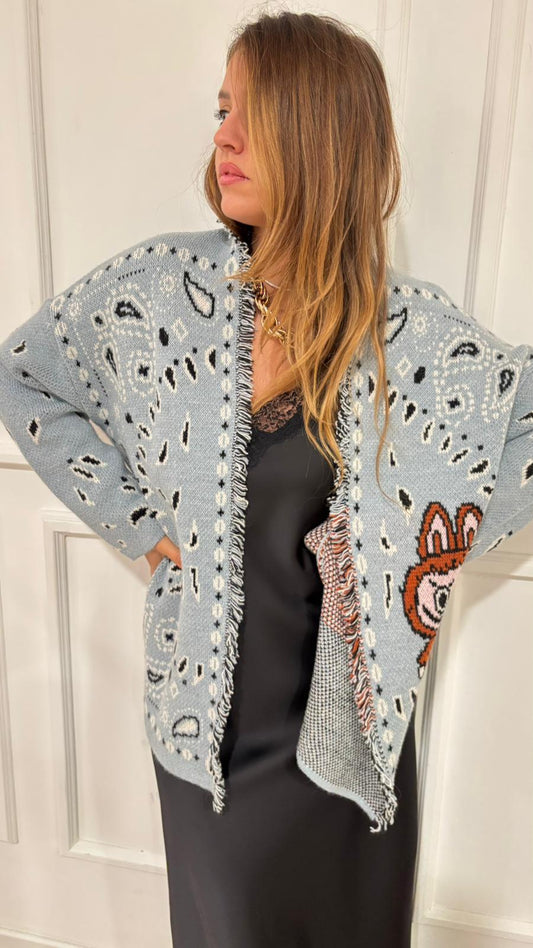 Cardigan Labubu Dixie M566Y51 azzurro