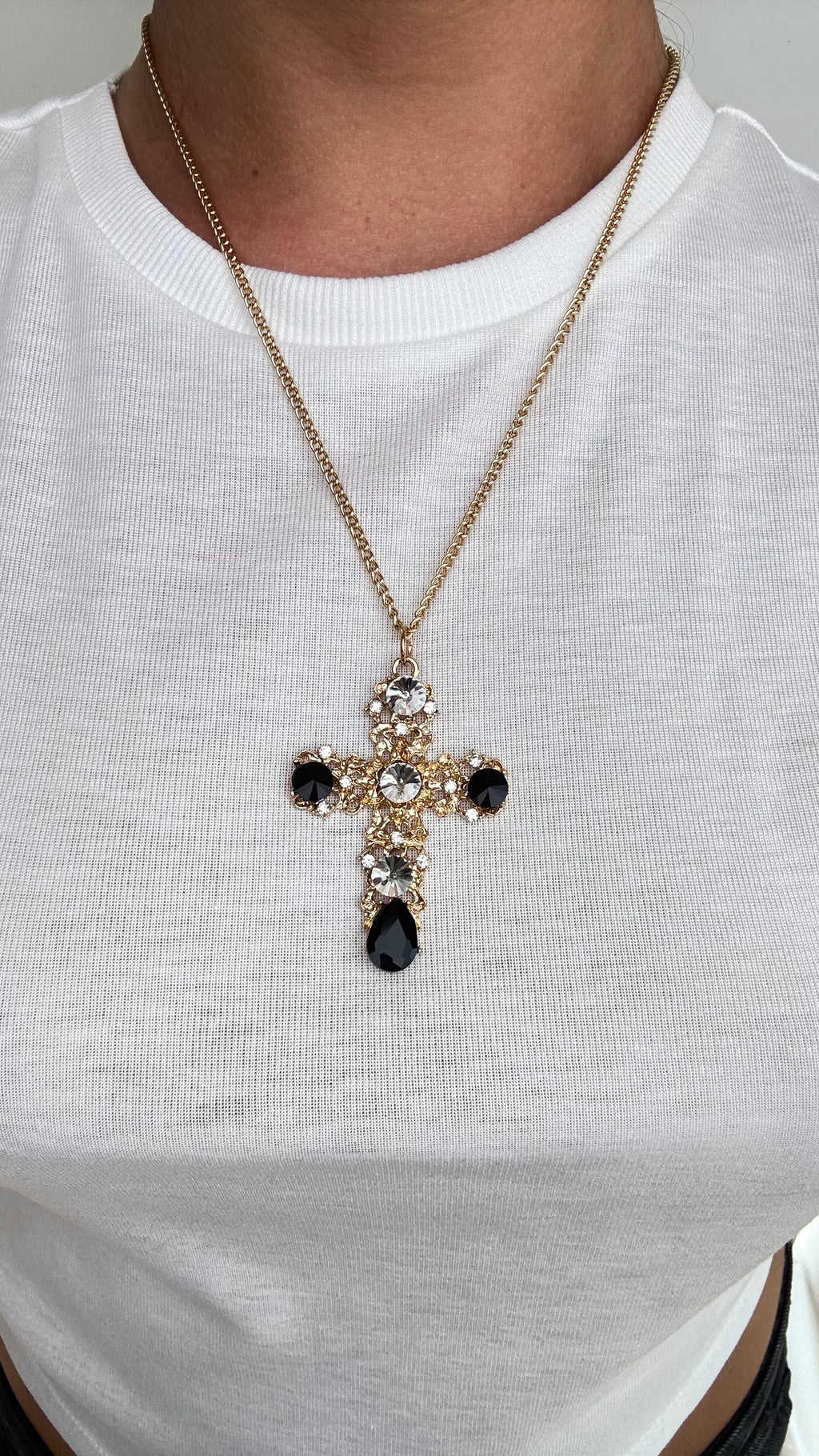 Collana croce con strass 5527