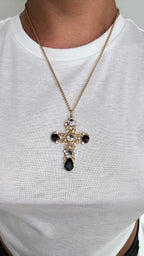 Collana croce con strass 5527