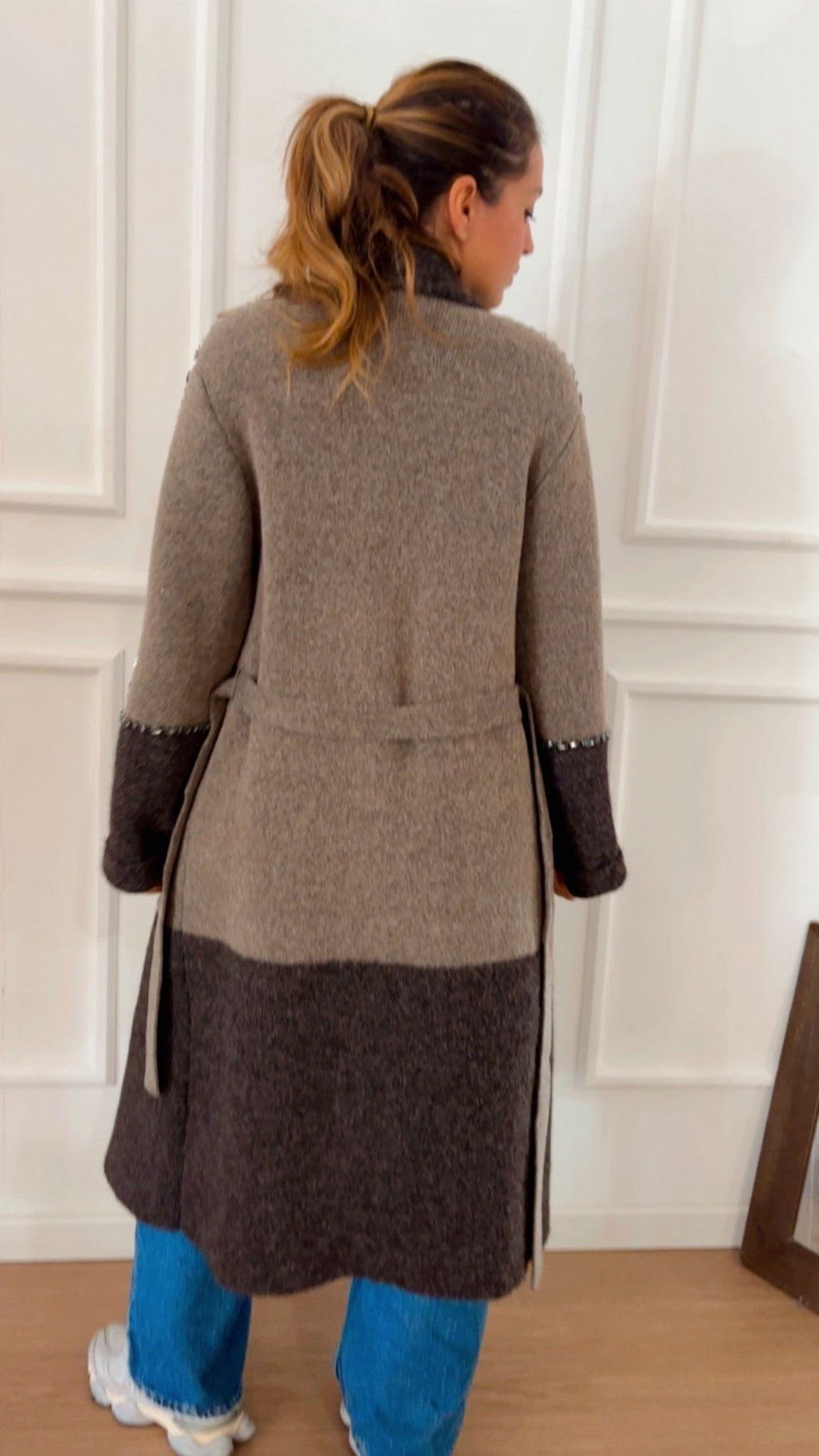 Cappotto in maglia strass Vicolo 55002F moro