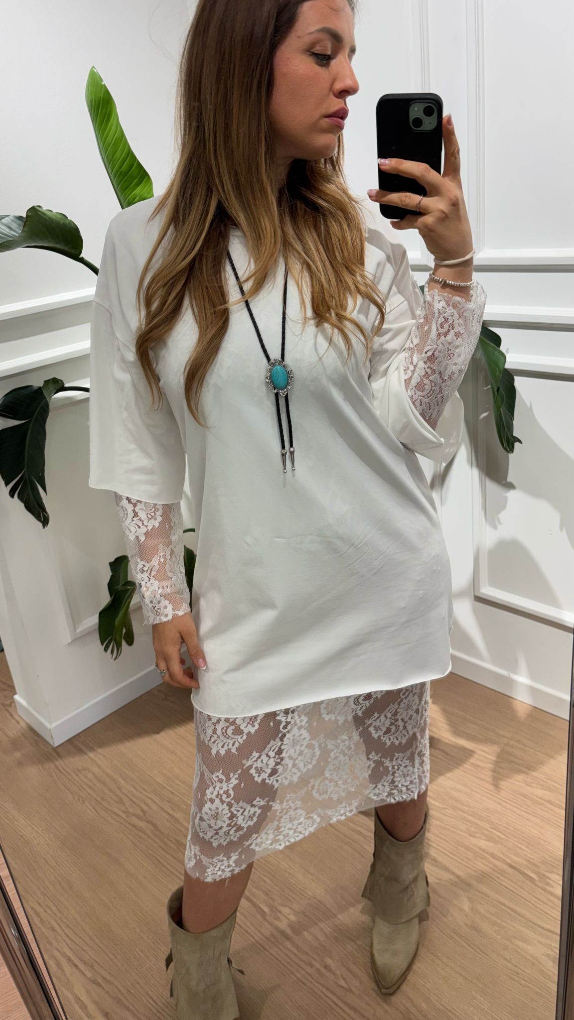 Abito pizzo e jersey Susy Mix 25220