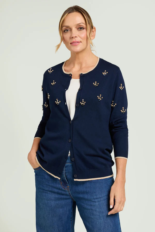 Cardigan ricamato a mano Luisa Viola M771 A1