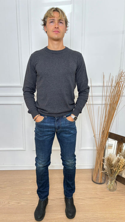 Maglione slim fit Arlo Gas 2937 fumo