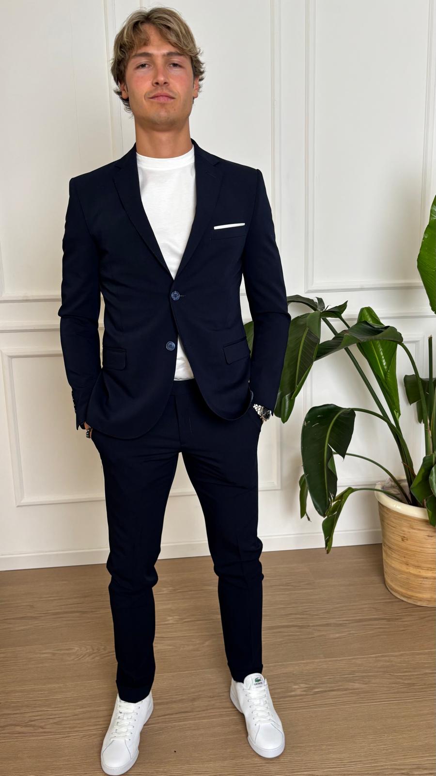 Abito slim stretch Turchetti KU555 blu