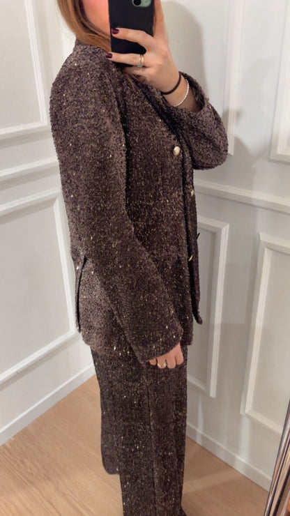 Blazer doppiopetto pailettes Tensione In 35640 moro