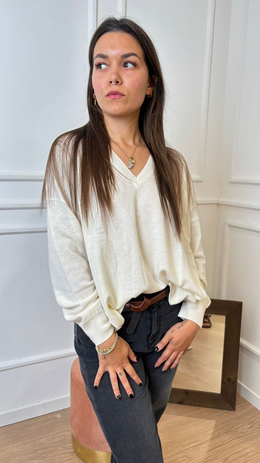 Pull a V in lana Vicolo 22005F naturale