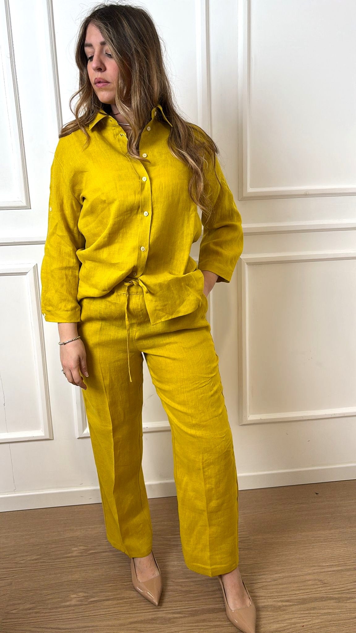 Pantalone in tela di puro lino Emme Marella Sauna