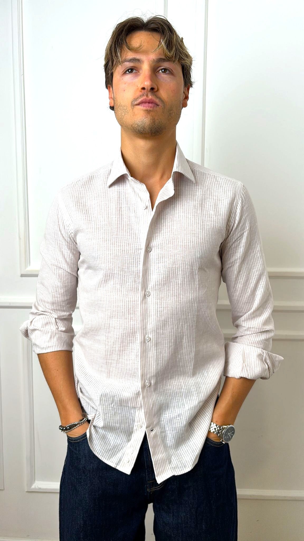 Camicia extraslim in puro lino E900 Brescia Turchetti