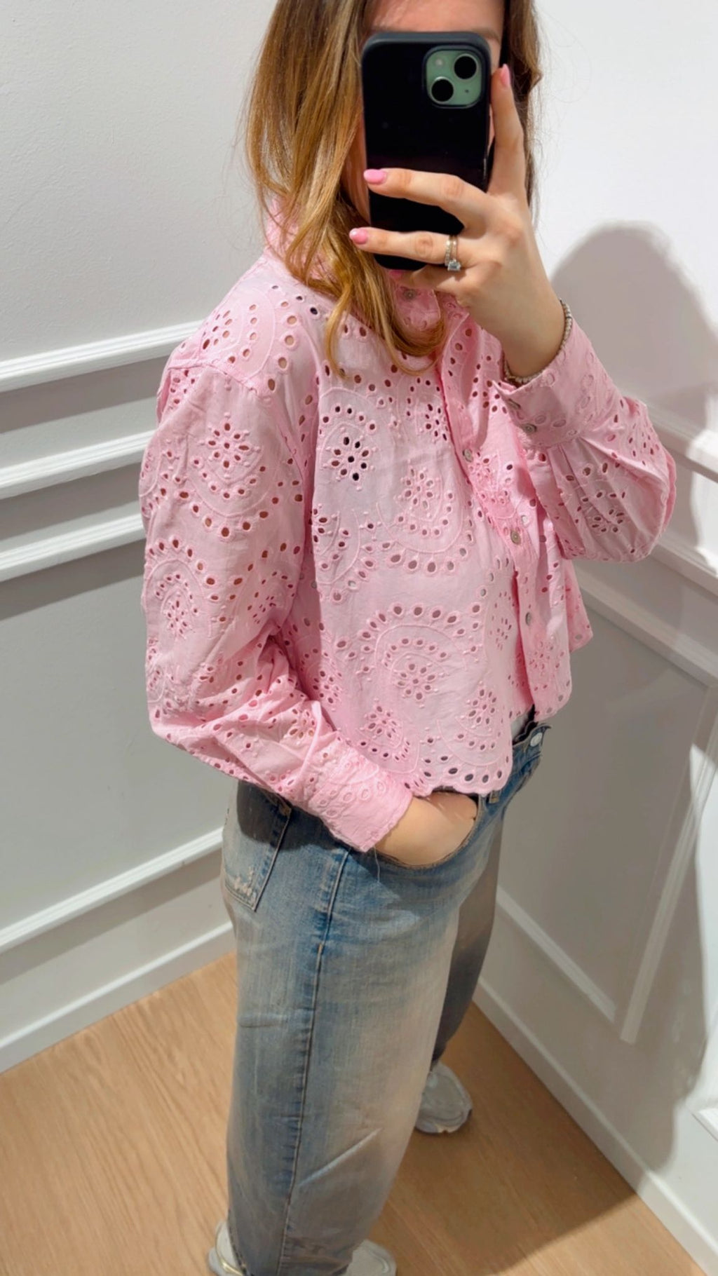 Camicia crop sangallo Only Valais