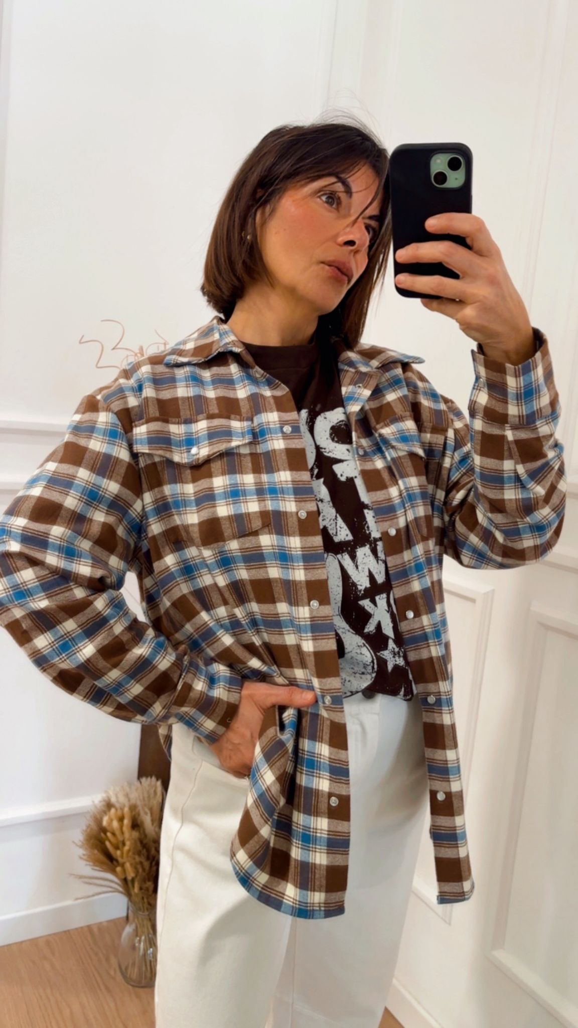 Camicia con T-Shirt check in flanella Tensione In FW250018