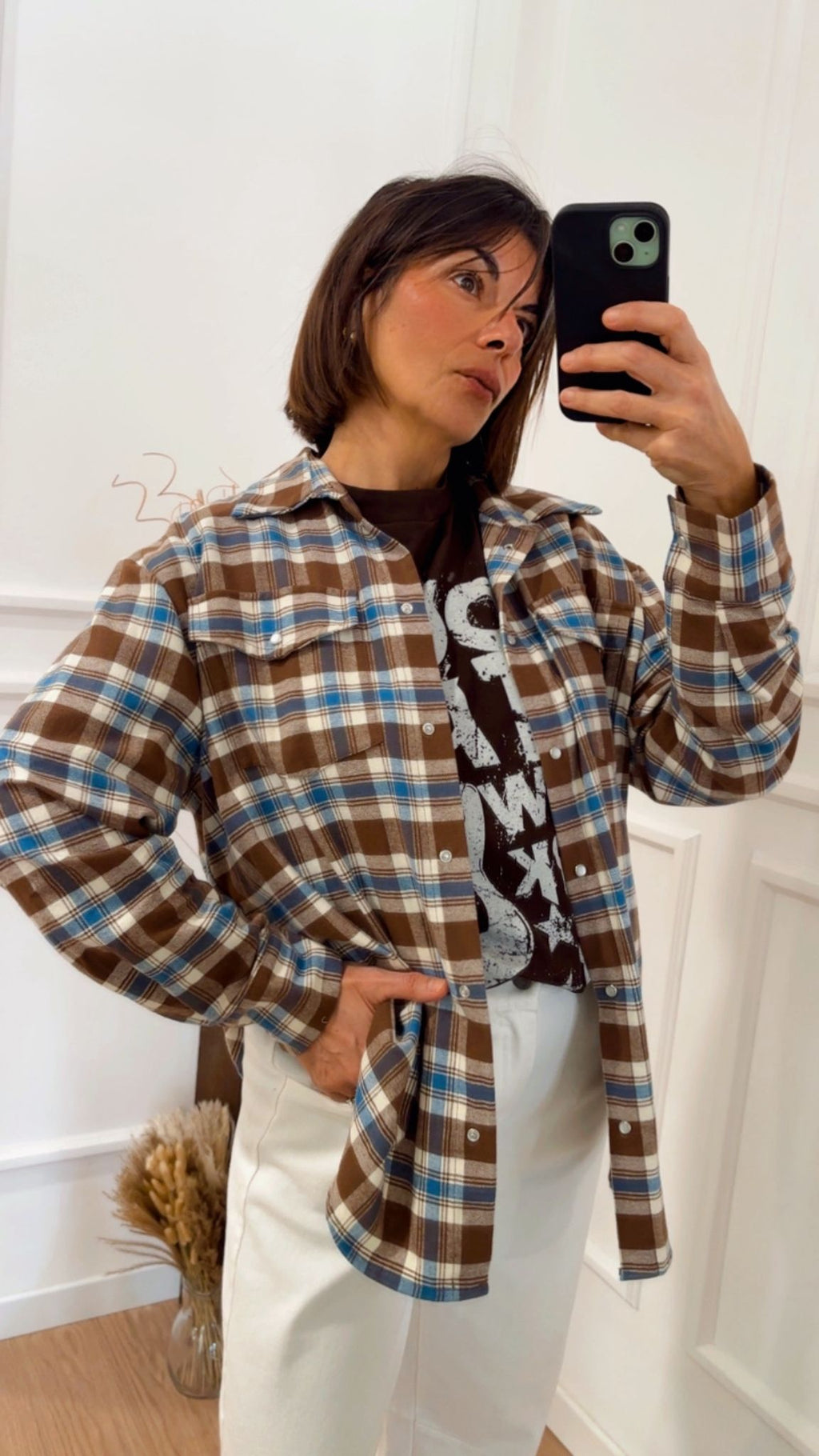 Camicia con T-Shirt check in flanella Tensione In FW250018