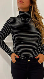 Lupetto elasticizzato Maia 010 Emme Marella righe nero