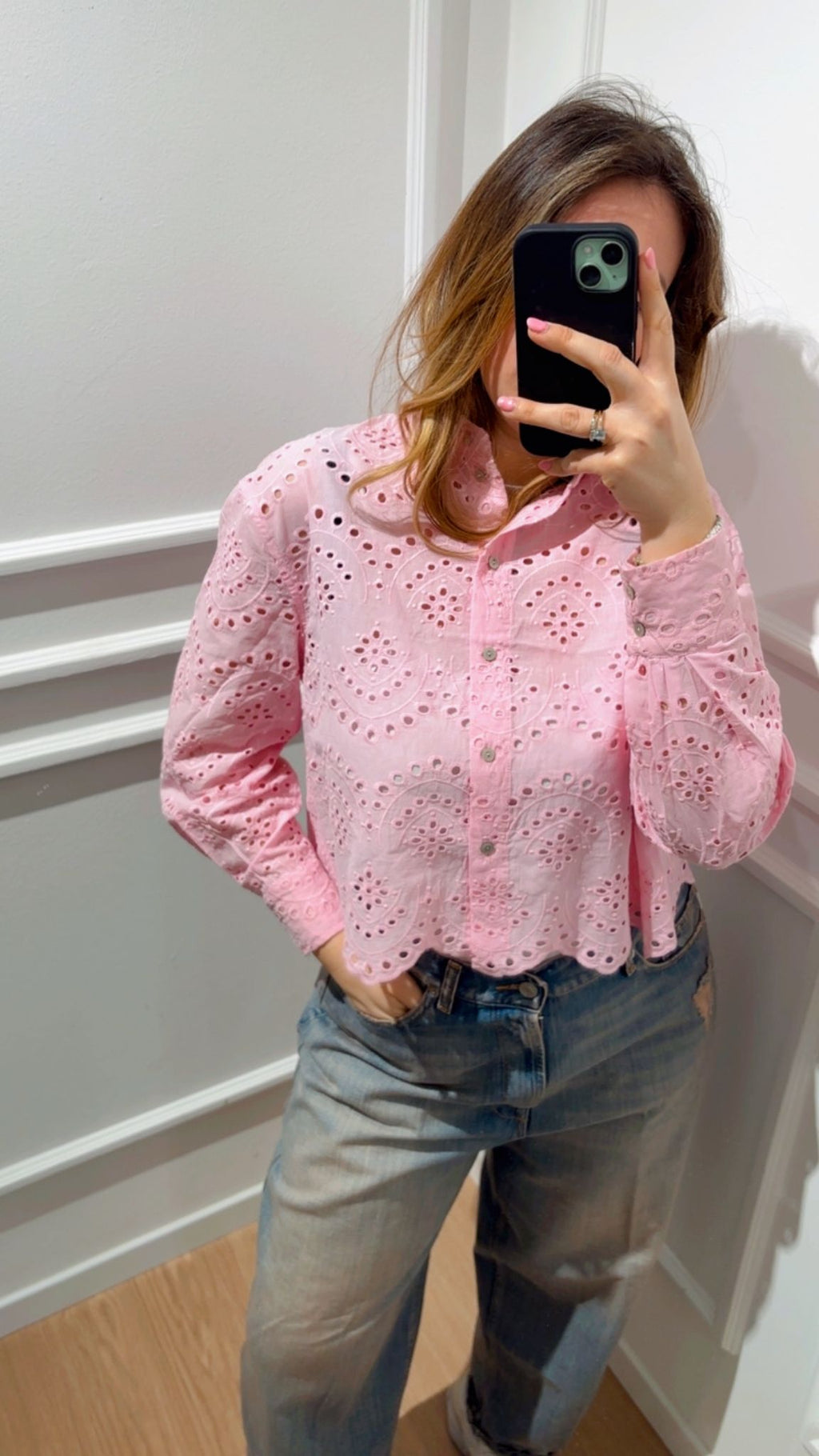 Camicia crop sangallo Only Valais