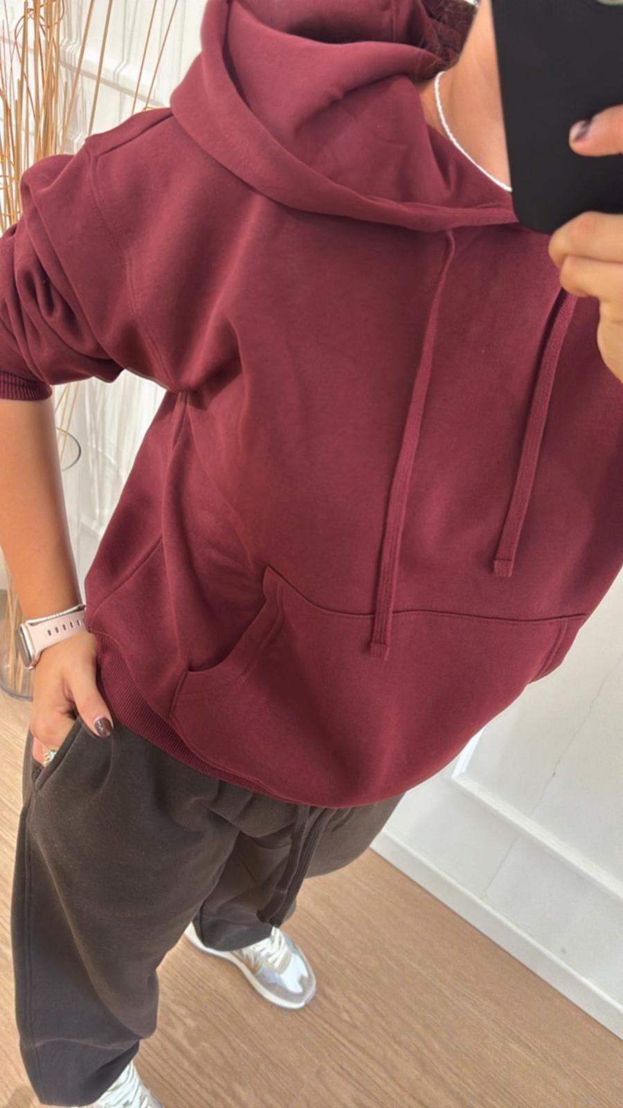 Felpa felpata con cappuccio Only Best 15338730 Bordeaux