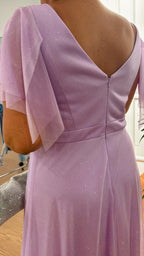 Abito lurex con stola Solo Gioie YS4370 TU3038 lilla