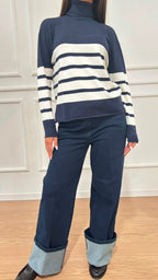 Maglia dolcevita righe Ragno DT82TK E12