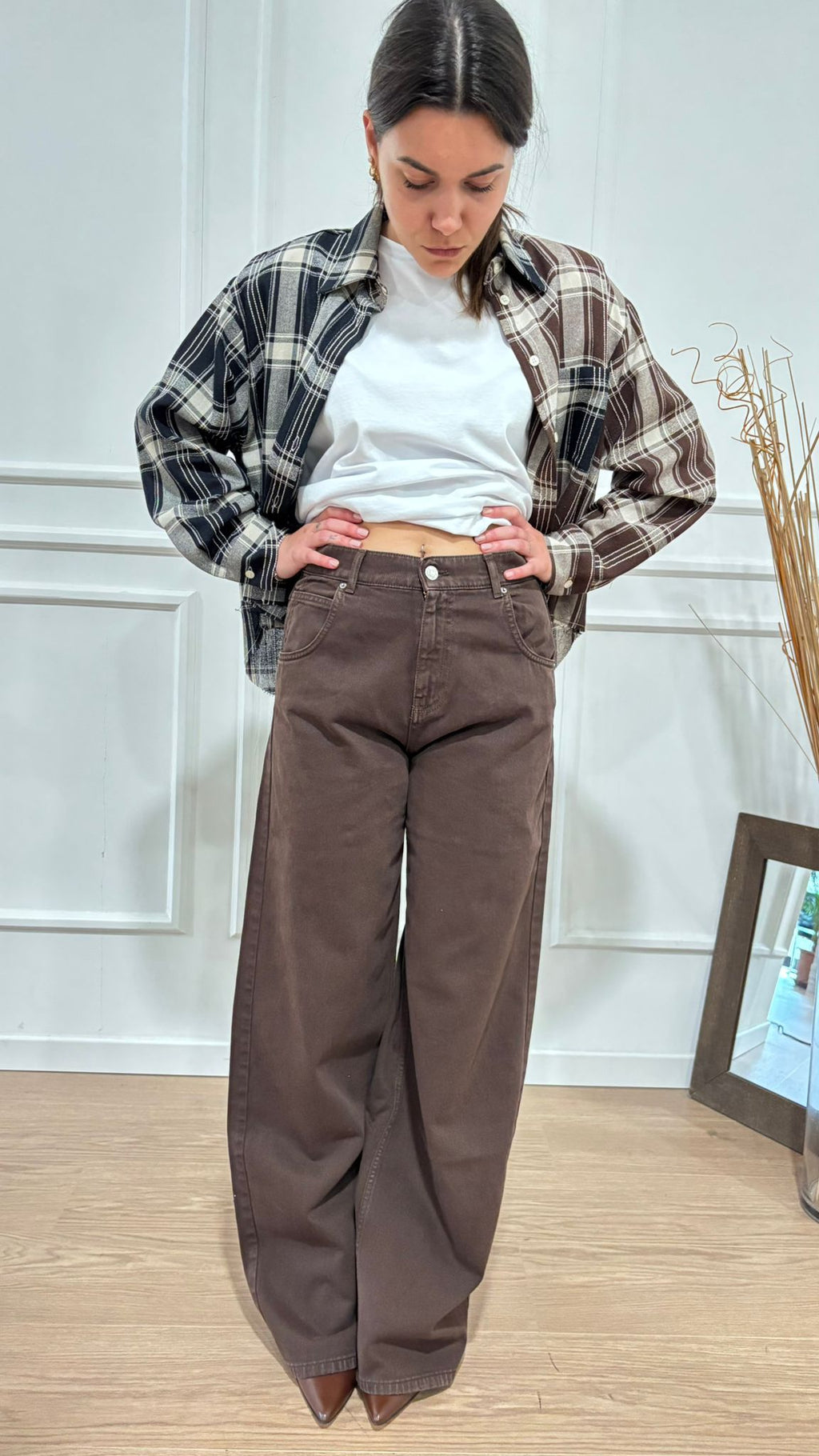 Jeans Mia wide leg fit Vicolo DF5109 moro