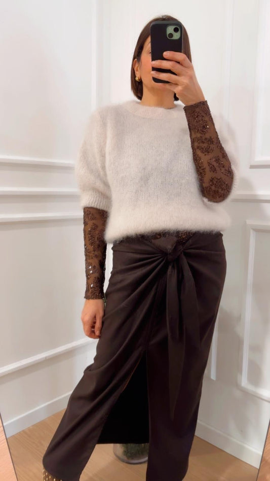 Maglione Kid  Mohair Dixie M277Y235 Burro