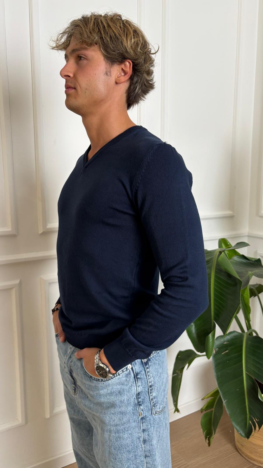 Maglia in filato leggero Imperial M553B382 blu